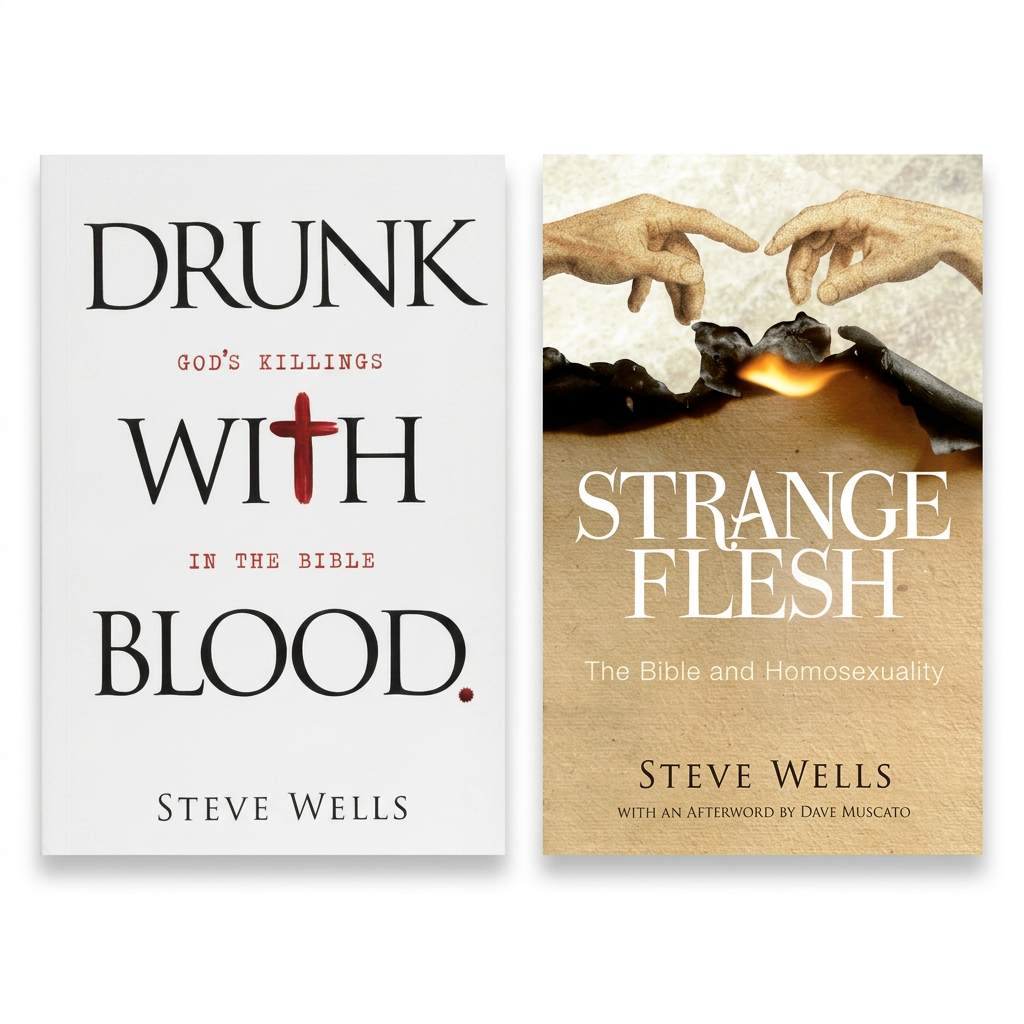 Side-by-side image of Drunk With Blood and Strange Flesh